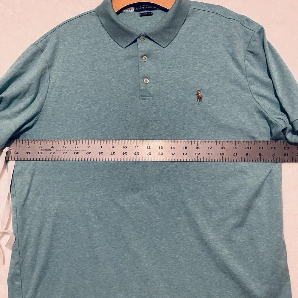Polo Ralph Lauren Men's Polo Shirt Heathered‎ Green Large Lightweight Classic